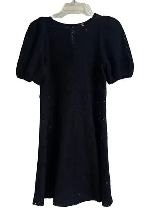 Free People Size Small Black Lace Sweater Dress‎ Puff Sleeve Excellent Condition thumbnail 1