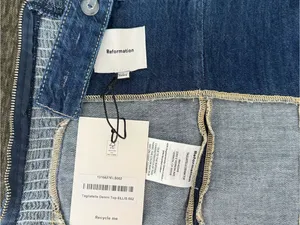 Reformation Tagliatelle Denim Square neck fitted Hook & Eye Top Cotton US 2 NWT thumbnail 8