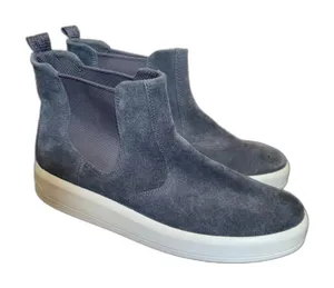 Ecco Soft 9 II Chelsea Boot Grey‎ Suede Ankle Minimalist Scandi Neutral Size 9 thumbnail 1