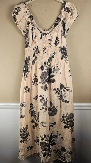 Free People Womens Pink‎ Gauze Forget Me Not Midi Dress Large thumbnail 1