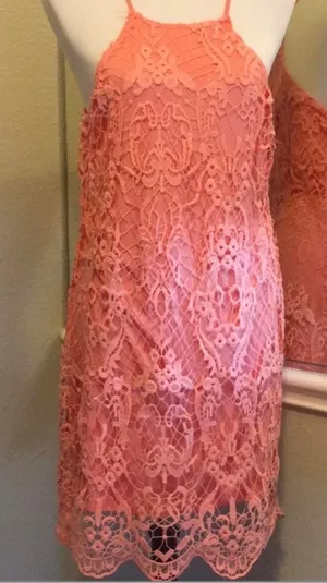Lace Peach Dress SZ L thumbnail 2