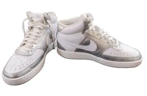 Nike Court Vision Mid White Metallic Silver Women's Size 8.5 CD5436-108 thumbnail 1