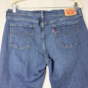 Levi's 505 Straight‎ Jeans Women 12 Dark Wash Blue Stretch Denim Mid Rise Retro thumbnail 4