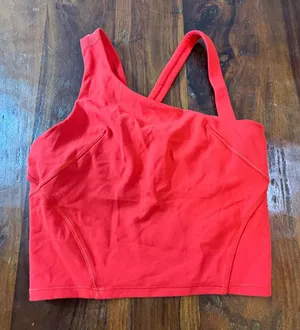 Lululemon Asymmetric Yoga Tank Top Red‎ Nulu One Shoulder Size 2 LW1EI5S thumbnail 1