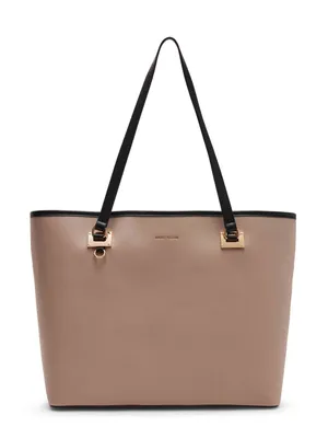 Anne Klein Cream Tote with Black Handles and Gold Hardware thumbnail 1