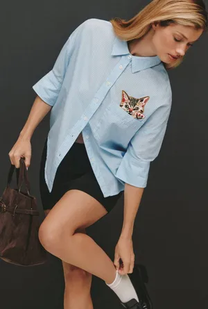 Anthropologie Maeve Mabel Pocket Buttondown Shirt thumbnail 1