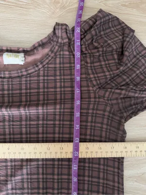 Nation LTD Large Romy Long Sleeve Tee Tartan Plaid Fall Preppy Office Pima thumbnail 8