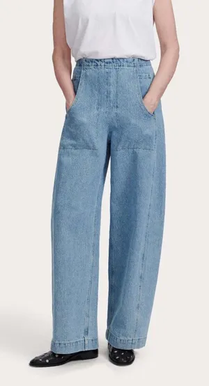 Rachel Comey Tany Pant Blue Light Wash High Waist Barrel Wide Leg Denim Jeans 6 thumbnail 1