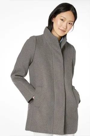 J. Crew Gray Stand Collar Wool-Blend Pea Coat thumbnail 1