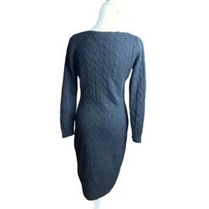 Ralph Lauren Black Label Cashmere Cable-Knit Sweater Dress Size M thumbnail 3