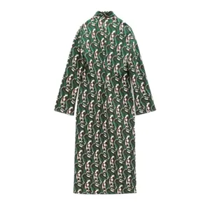 Nwot Zara Woman'S Paisley Printed Midi Dress Green/Multicolor Xs Bloggers Fave thumbnail 8