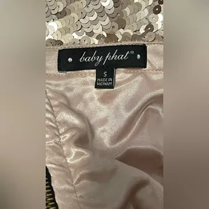 Baby Phat Womens Sz S Rose Gold Sequins Strapless Mini Dress thumbnail 4