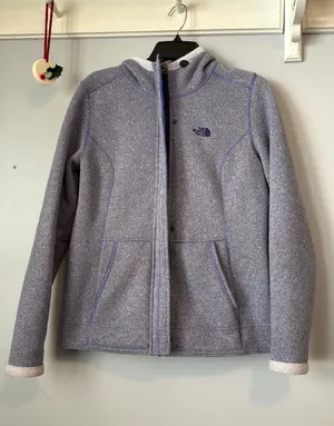 Purple north face fleece jacket thumbnail 1