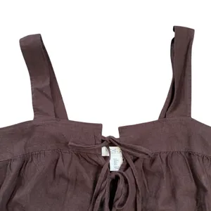 Rachel Zoe Women's Brown Cropped Eyelet Boho Hippie‎ Peasant Tank Top Size Large thumbnail 5