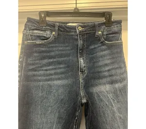 KanCan Mid Rise Tapered Leg Jeans Size 13/30 Dark Wash Stretch Denim Frayed Hem thumbnail 2