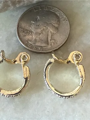 Vintage Monet Gold Hinged Hoop Clip on Earrings EUC thumbnail 3