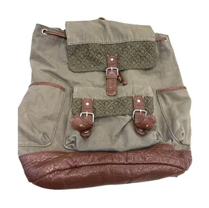 Cape Juby Womens Green Denim & Faux Leather Backpack 14x16 SKU 7057 thumbnail 1