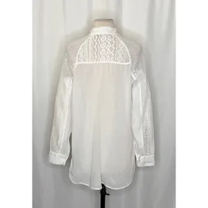 Anthropologie HOLDING HORSES White Lace Sleeve Buttondown‎ Shirt Top Lacey Small thumbnail 8