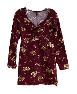 Wild Fable Burgundy Floral Mini Dress Small thumbnail 1