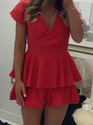 Altar’d state red tie in back romper size S thumbnail 1