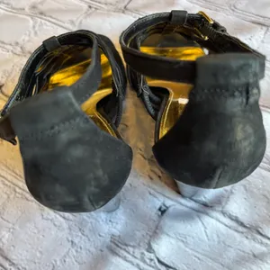 Lauren Black Suede Strappy Wedge Heels Sandals 7 thumbnail 11