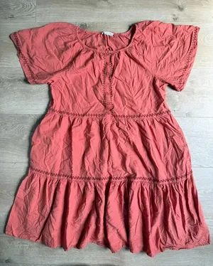 EUC Beach Lunch Lounge Collection Embroidered Tiered Midi Dress Size M Boho thumbnail 1