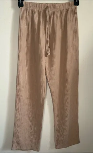 Børn Cotton Gauze Wide-Leg Lounge Pants – Tan / Beige – Size Small thumbnail 1