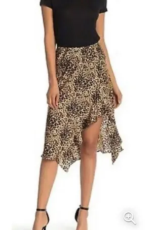 Leopard print midi skirt with ruffle slit thumbnail 3