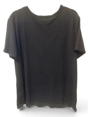 L BiBi Black Top with Pink Lace V-Inset thumbnail 3