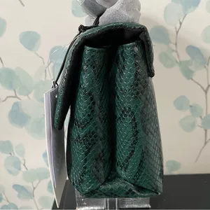 Nicole Miller Black and Green Snake Skin Crossbody Chain Link Strap Purse thumbnail 4