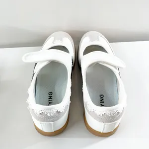 Leying Sporty Striped Ballet Flat Mary Jane Shoes Sneakers White Black 6 thumbnail 5