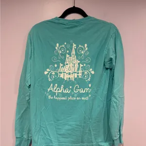 Aqua Disney Alpha Gamma Delta Sorority Long Sleeve Shirt with‎ Pocket Design thumbnail 3