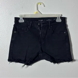 Old Navy Women Denim Black‎ Cut Off Shorts High Rise Size 0. thumbnail 2