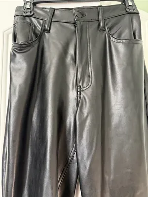 Abercrombie & Fitch Black Faux-Leather Straight Leg Pants thumbnail 2