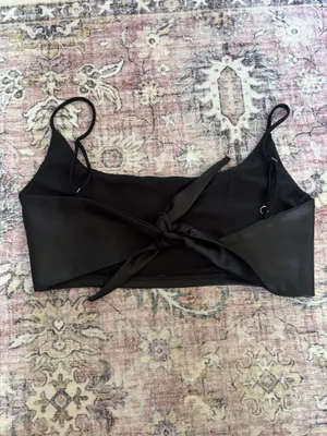 Lucy in the Sky Two-Piece Set Matte Black Faux Leather Skirt and Tie Back Top thumbnail 5