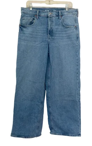 Old Navy Gritty Boho Baggy Granola Mid Rise Slouchy Wide Leg Blue Denim Jeans 6 thumbnail 1