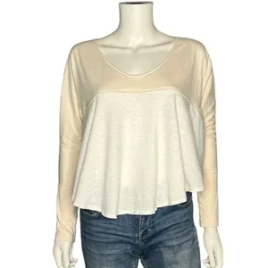 We The Free Cream White Oversized Long Sleeve Top Boho Slouchy Free People M thumbnail 2