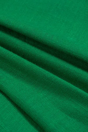 MICAS Green Linen V-Neck Halter Tie-Front Ruched Zipper Backless Cami Top thumbnail 4