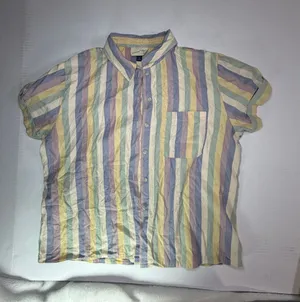Universal Thread Pastel Striped Short-Sleeve Button-Down Shirt thumbnail 1