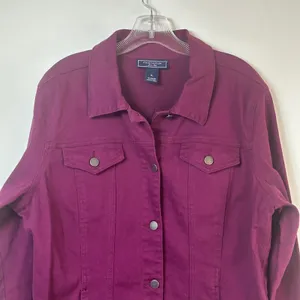 Charter Club Jean Shop Plum Purple Cotton Stretch Trucker Jacket Womens XL thumbnail 3