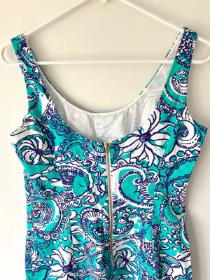 Lilly Pulitzer Eaton Mini Shift Dress Montauk Seafoam Paisley Gold Tassel Hem thumbnail 7