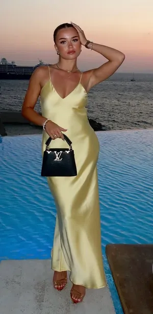 Zara maxi dress flowy butter yellow satin effect wedding evening party thumbnail 1