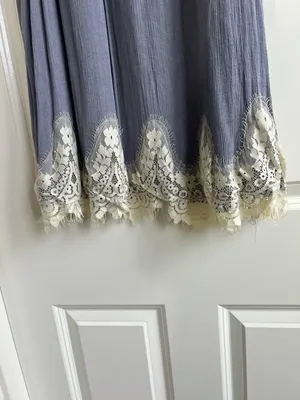 Umgee Boho Sleeveless Dress/Tunic, Lace Detail, Blue/Gray thumbnail 3