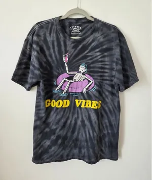 Call Your Mother Graphic Tee Skeleton Day Drinking Good Vibes Pool Skater Y2K L thumbnail 1