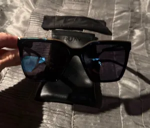 Quay Australia Black Square Frame Sunglasses with Dark Lenses thumbnail 1