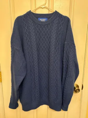 Aelfric Eden Navy Blue Cable Knit Crewneck Business Casual Sweater thumbnail 4
