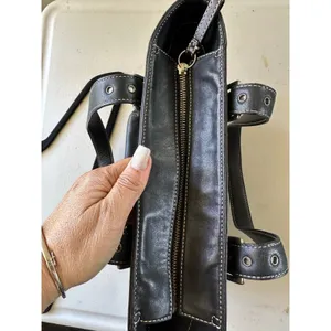 Coach 9572 Hamptons Black Smooth Leather Buckle Straps Hobo Tote Shoulder Bag thumbnail 11