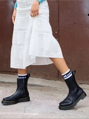 DR MARTENS Amaayah LO black leather zippered boots shoes women’s 8 new thumbnail 9