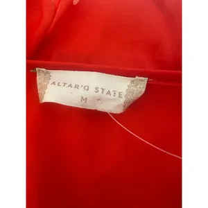 Altar'd State Wrap Dress Hi Lo Ruffle Orange Red Floral Medium Romantic Garden thumbnail 5