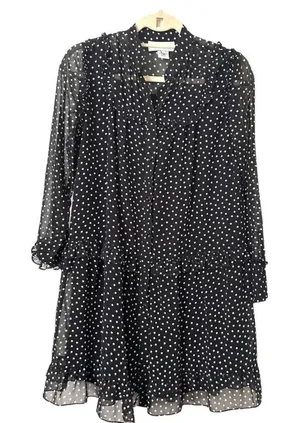 SAINTART Polka Dot Button‎ Down Dress Sz Small Black thumbnail 1